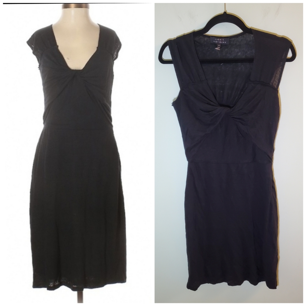 Robert Rodriguez Black Linen Dress – Size 4 – Minimalist – Luxury LBD Versatile